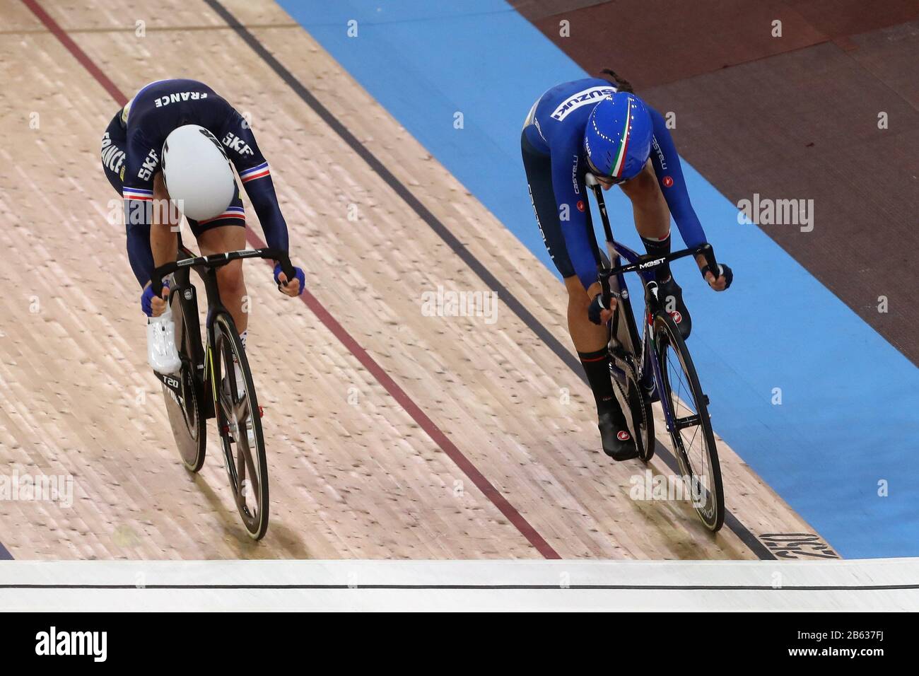 Clara Copponi vom französischen Finale Im Madison Der Frauen während der von Tissot am 29. Februar 2020 im Velodrom in Berlin präsentierten Radweltmeisterschaften 2020 - Foto Laurent Lairys/DPPI Stockfoto