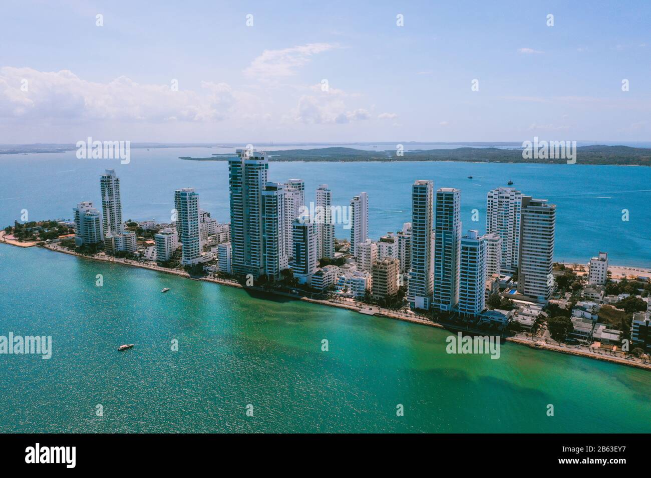 Luftaufnahme von Cartagena Bocagrande Stockfoto