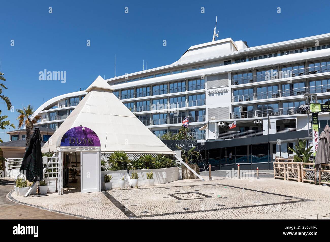 Sunborn Gibraltar Hotel, Ocean Village Marina, Gibraltar Stockfoto