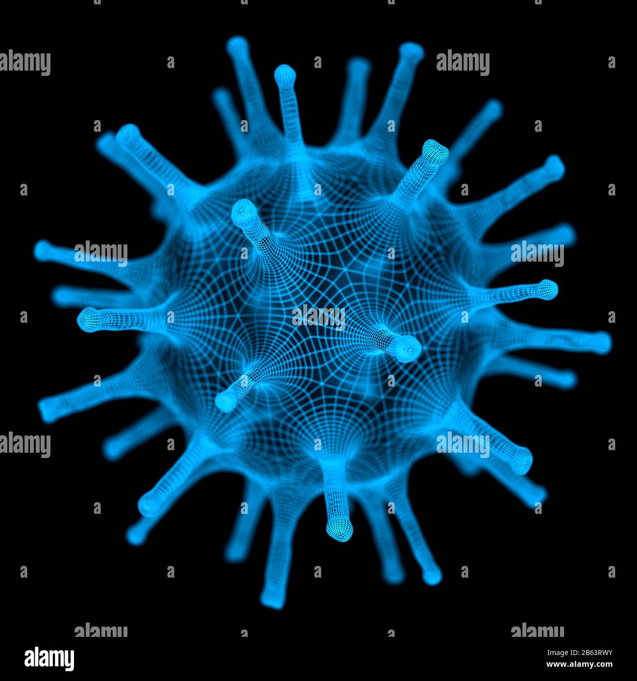 Konzeptioneller Veranschaulichungsvirus. Bild eines Virus, Erreger mit generischer Virusform. 3D-Abbildung. Stockfoto