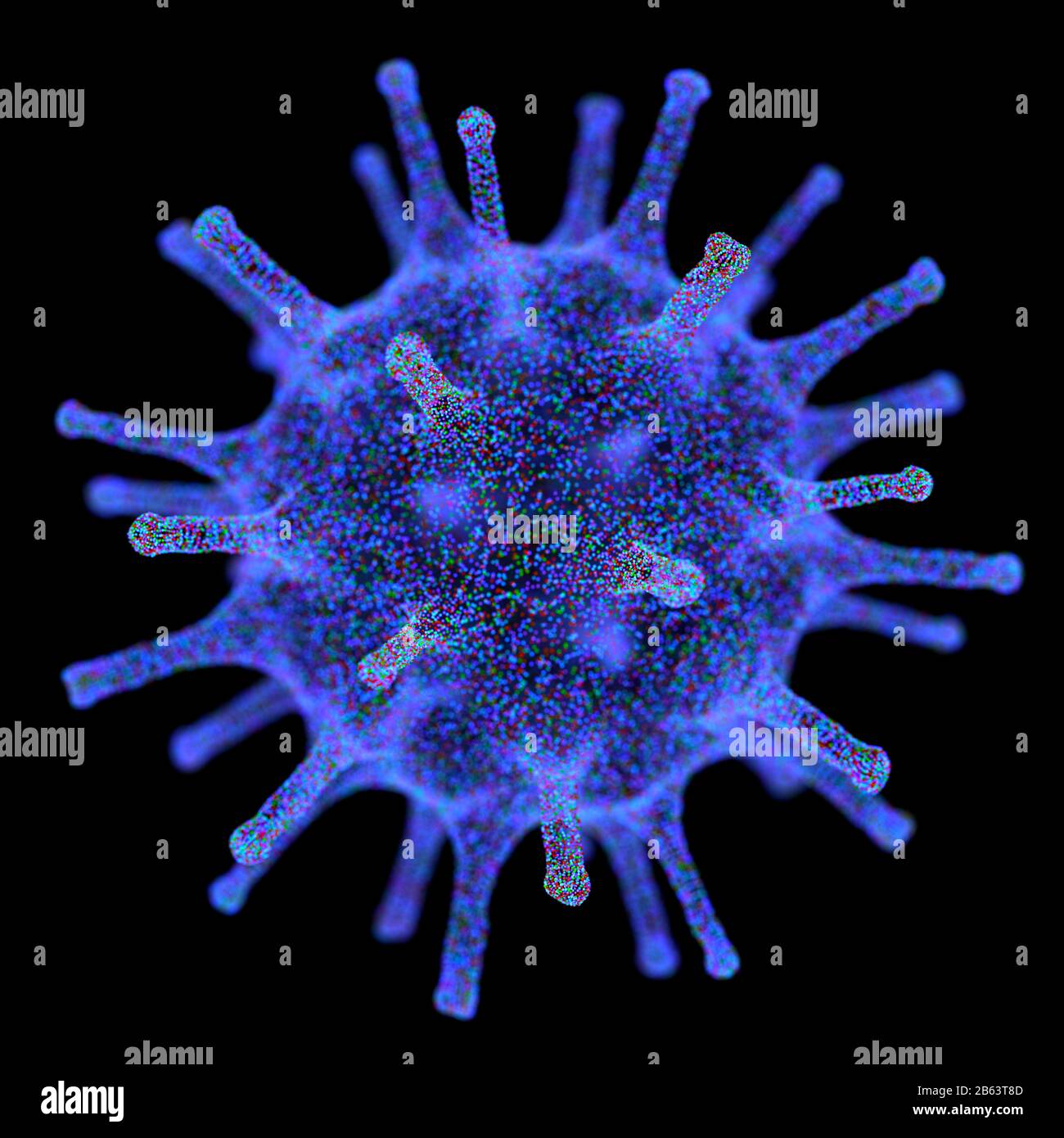 Konzeptioneller Veranschaulichungsvirus. Bild eines Virus, Erreger mit generischer Virusform. 3D-Abbildung. Stockfoto