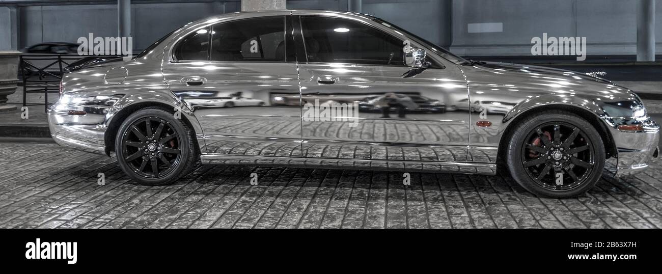 Silberner Jaguar in Las Vegas, Nevada, USA Stockfoto