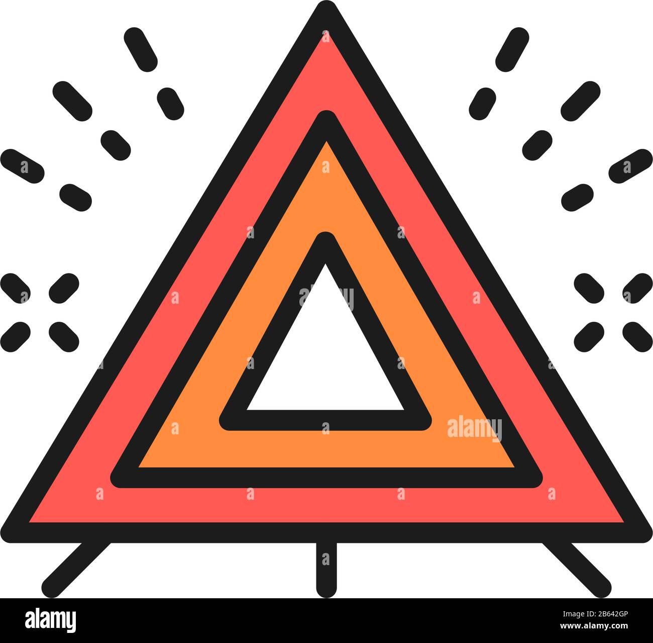 Warndreieck, Symbol für flache Farblinien im Auto-Not-Aus-Schild