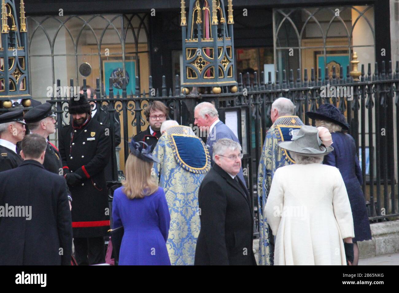 Prince Charles, London, Großbritannien - 09/03/2020: Prince Charles und Camilla Parker Bowles besuchen den Commonwealth Day Service in Westminster Abby, London. Stockfoto