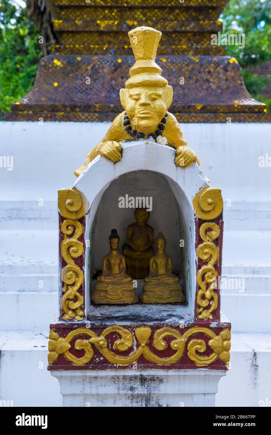 Artikeldetails im Wat Xieng Thong Tempel in Luang Prabang Laos Stockfoto