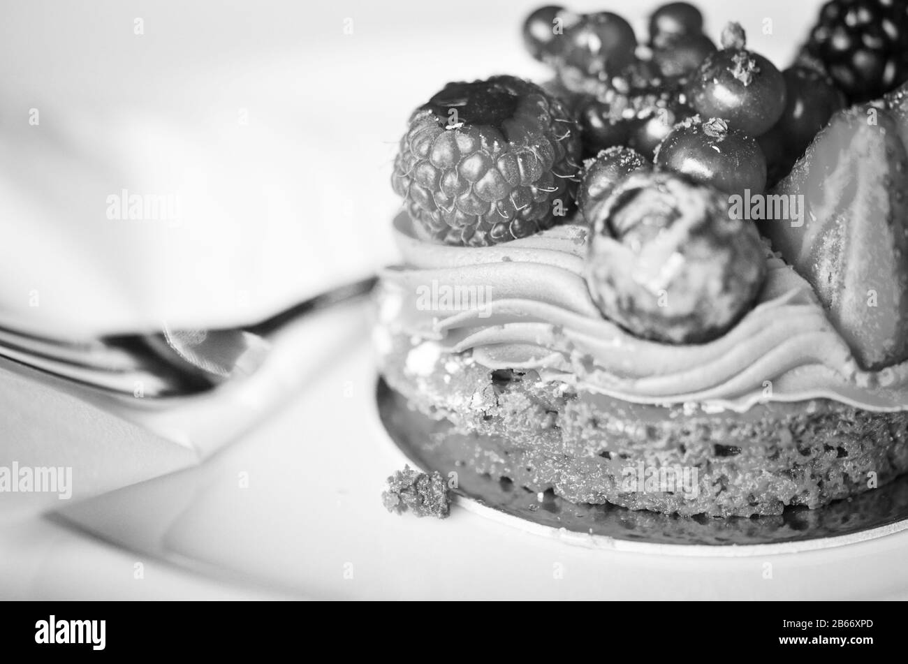 Köstliche frische Obsttarte mit Vanille & Pistazien-Creme Stockfoto