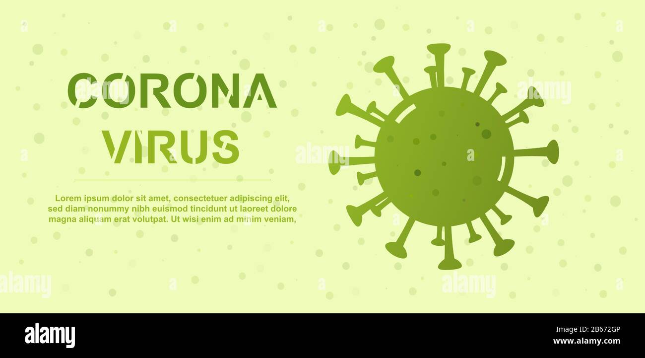 Corona-Virus, (2019-nCoV): Grüne Corona-Krankheit Bakterien und Corona-Virus-Aufschrift Stock Vektor