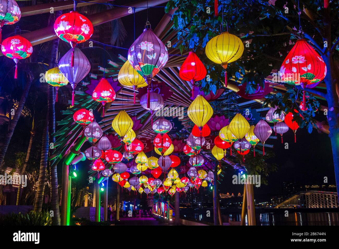 Lichtinstallation in Macau während des jährlichen Macau Light Festivals Stockfoto