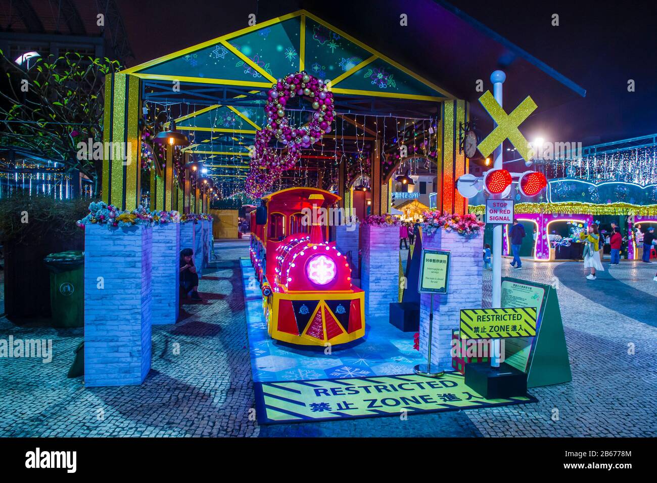 Der Weihnachtsmarkt am Tap Seac Square in Macau Stockfoto