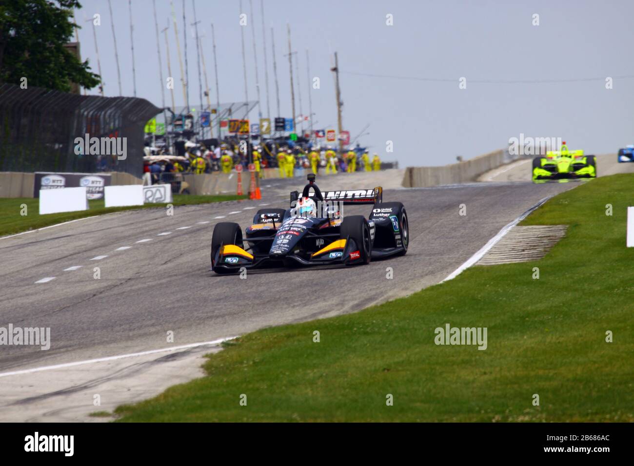 Elkhart Lake, Wisconsin- 23. Juni 2019: 15 Graham Rahal, USA, Rahal Letterman Lanigan Racing, während NTT Indycar Race at Road America. Stockfoto