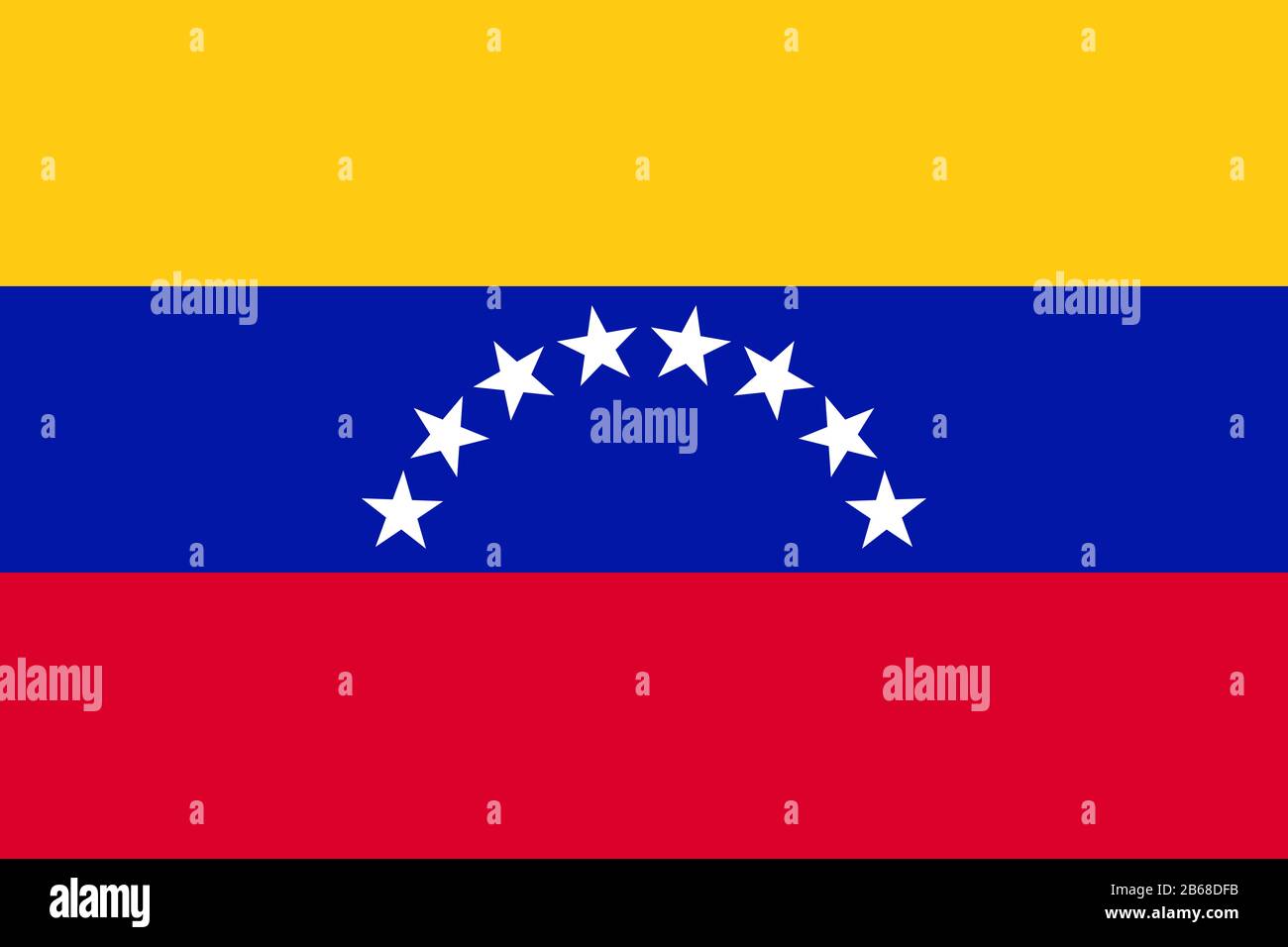 Flagge Venezuelas - Standardverhältnis der venezolanischen Flagge - True RGB-Farbmodus Stockfoto