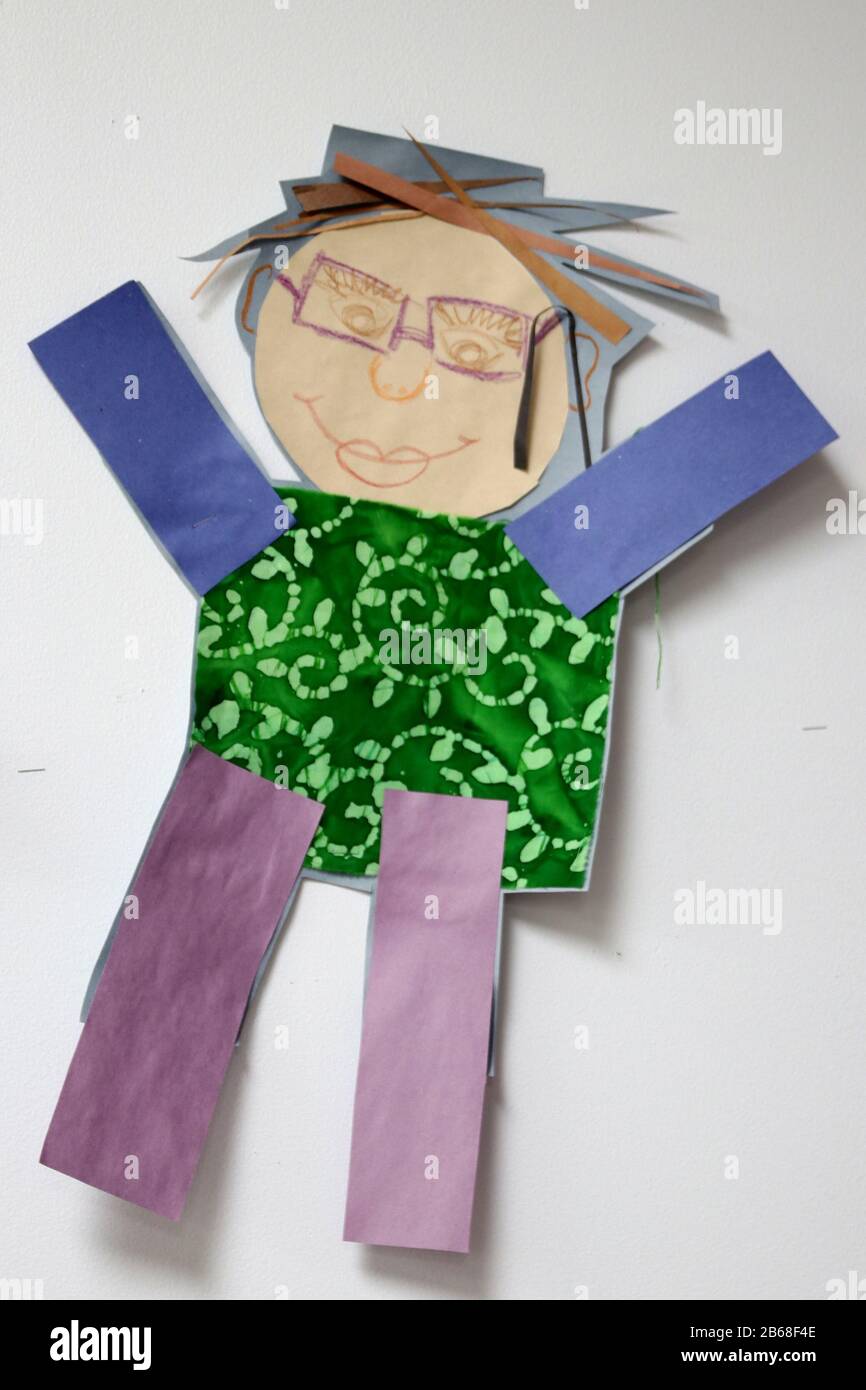 Das ist das Kunstwerk eines Kindes in einer Kindertagesstätte. Stockfoto
