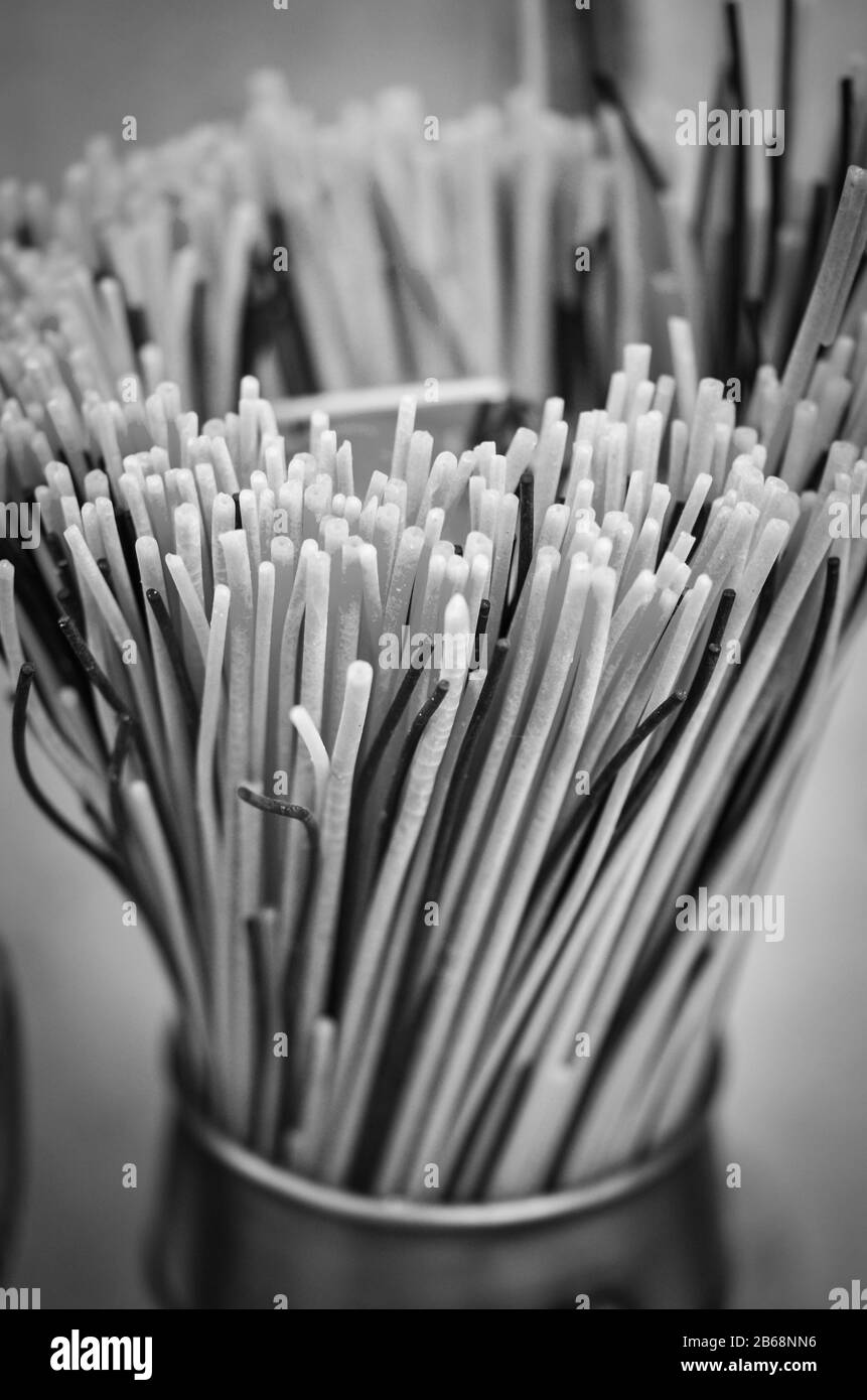 Blick auf frische italienische Pasta aus der Nähe Stockfoto