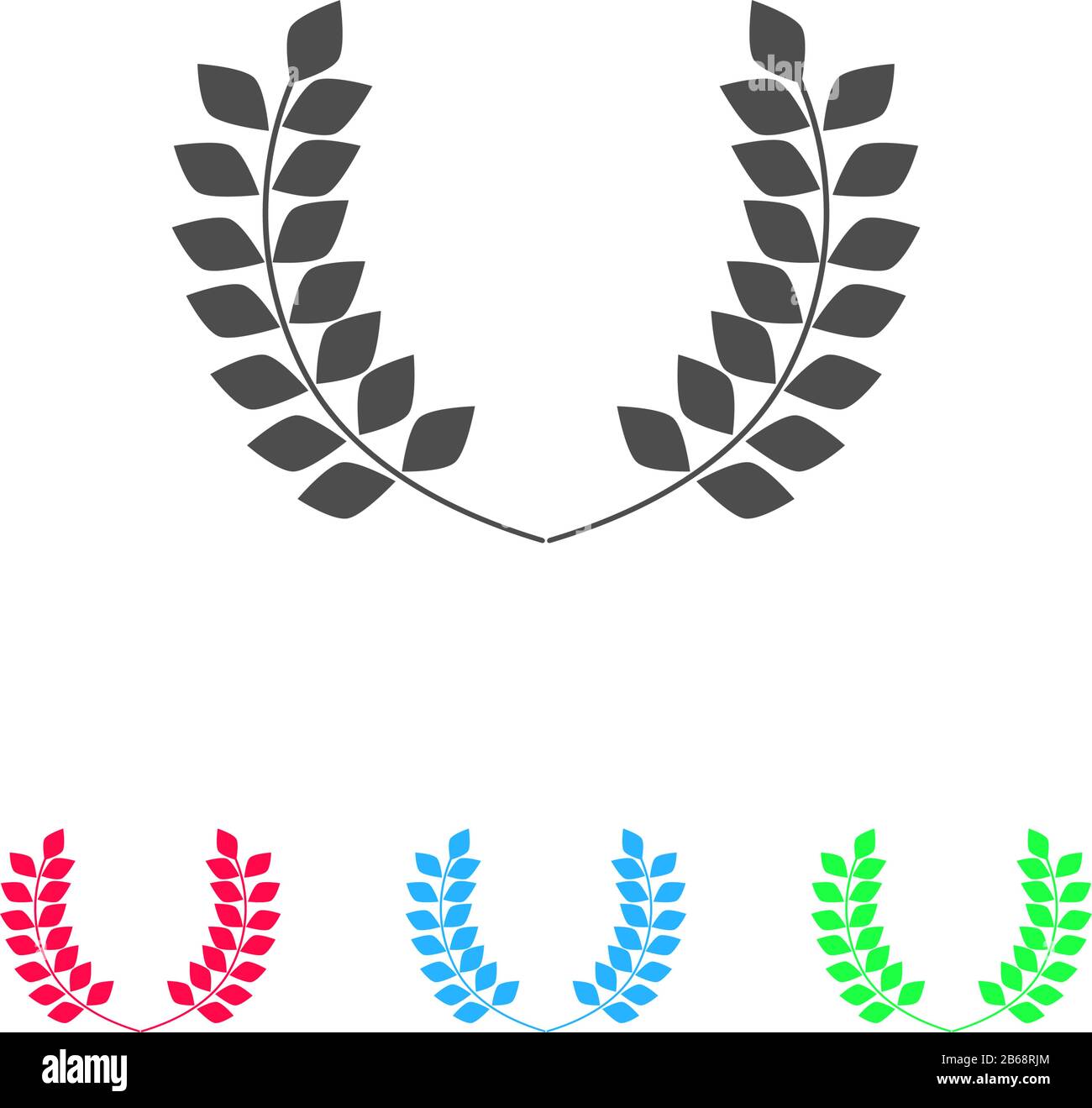 Lorbeerkränze - Symbol flach. Farbpiktogramm auf weißem Hintergrund. Symbol für Vektorgrafiken und Bonussymbole Stock Vektor