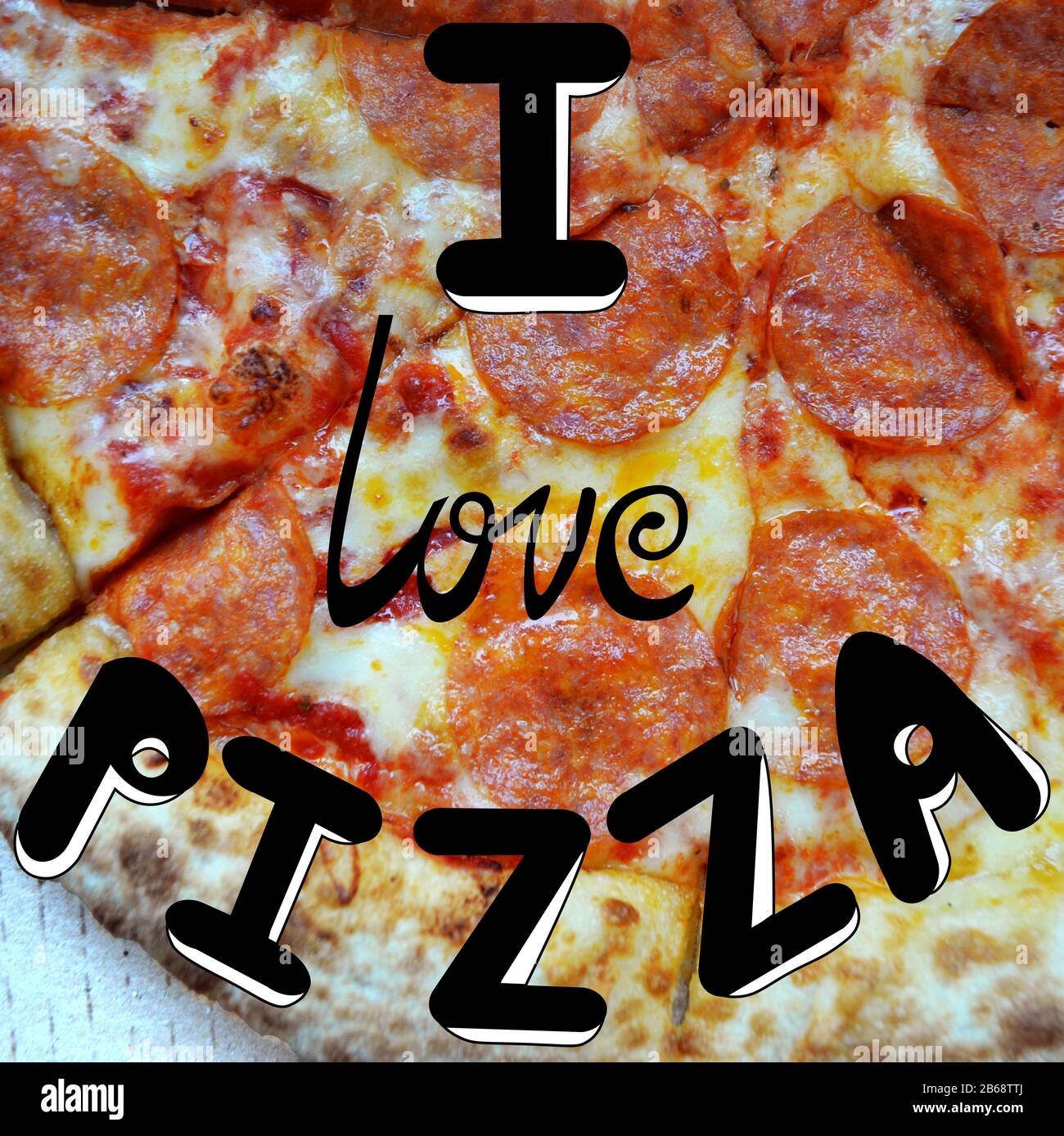 Ich liebe Pizza. Beschriftung. Design für Menü, Flyer, Logo