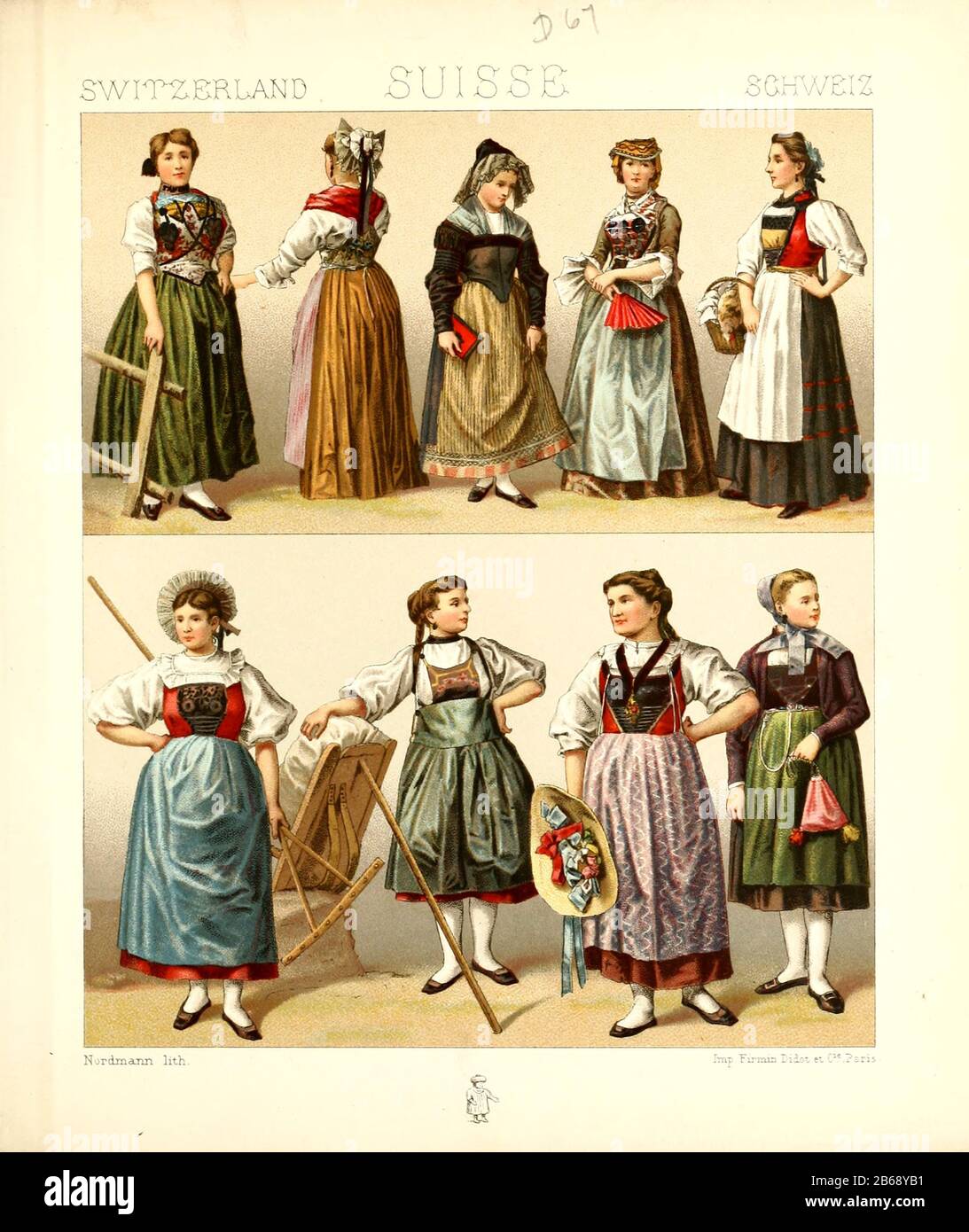 Mode, Trachten, Kleidung, in der Schweiz, um 1804, von links, junges Paar  aus dem Kanton Bern, Paar aus dem Kanton Aargau und Paar aus dem Kanton  Friborg, digital verbesserte Reproduktion aus einem