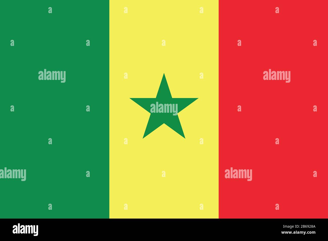 Flagge des Senegal - Standardverhältnis der senegalesischen Flagge - True RGB-Farbmodus Stockfoto