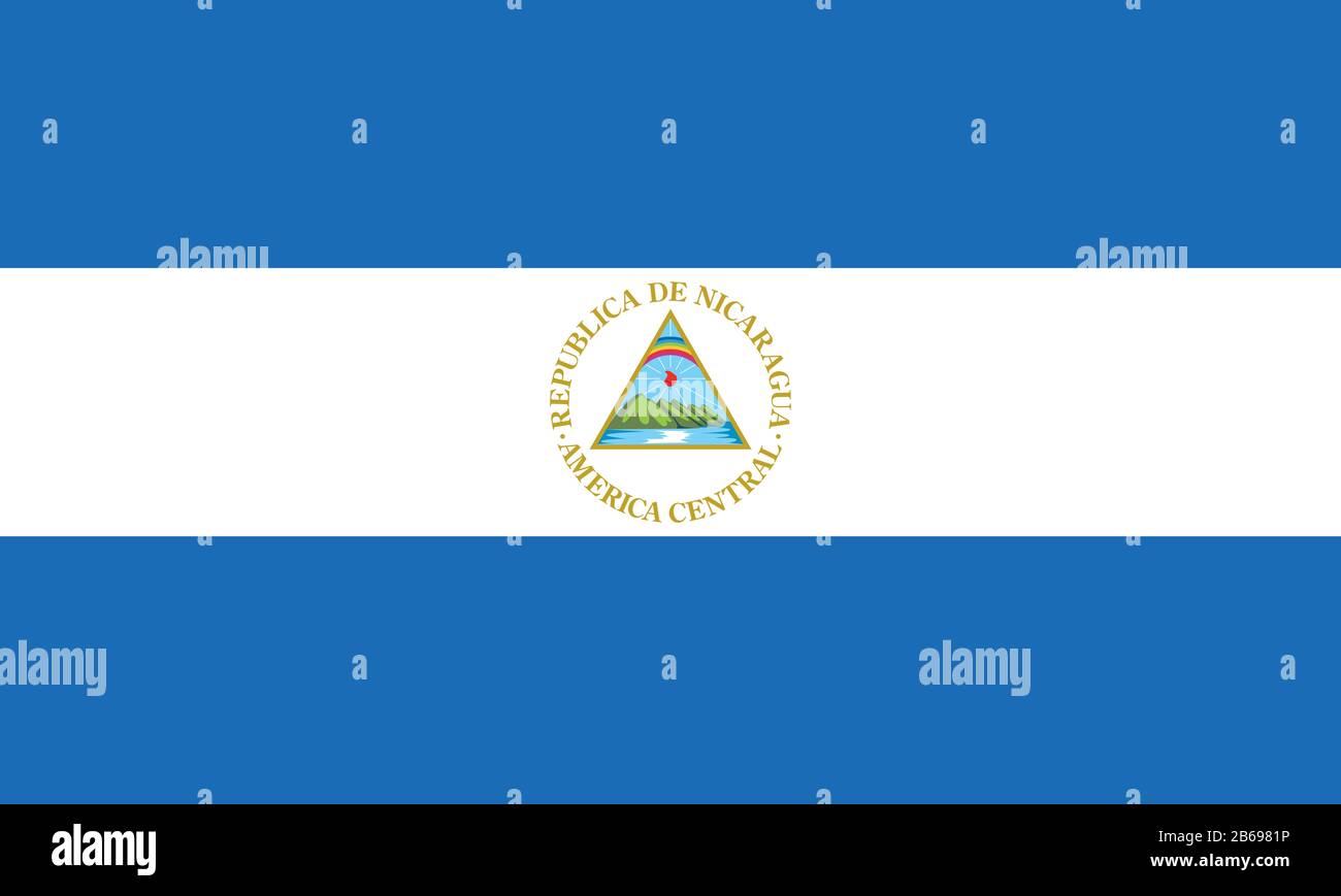 Flagge Nicaraguas - Standardverhältnis der Nicaragua-Flagge - True RGB-Farbmodus Stockfoto