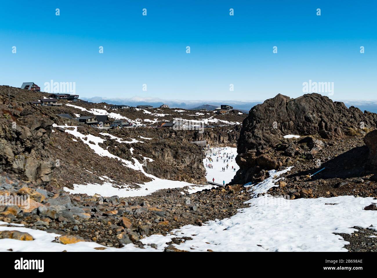 Vulkankrater für das Ruapehu Skifield im Tanogariro National Park, Neuseeland Stockfoto