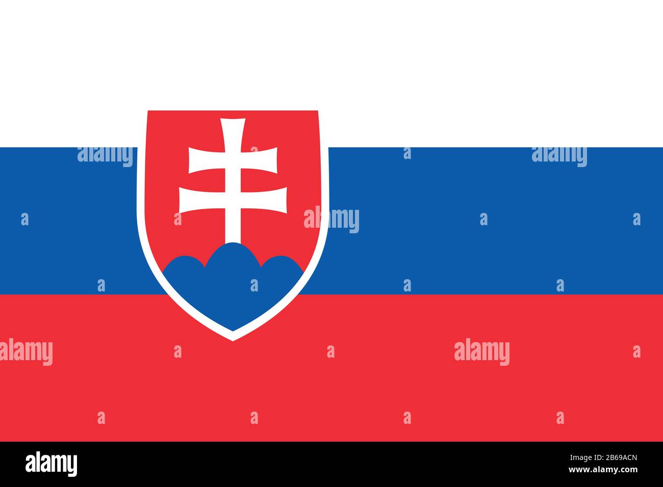 Flagge der Slowakei - Standardverhältnis der slowakischen Flagge - True RGB-Farbmodus Stockfoto