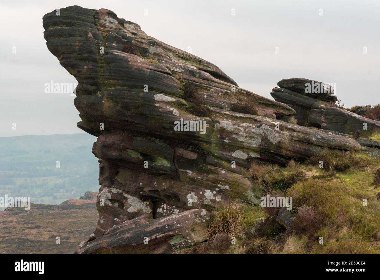 Gritstone reizt an Den Roaches im Peak District National Park Stockfoto