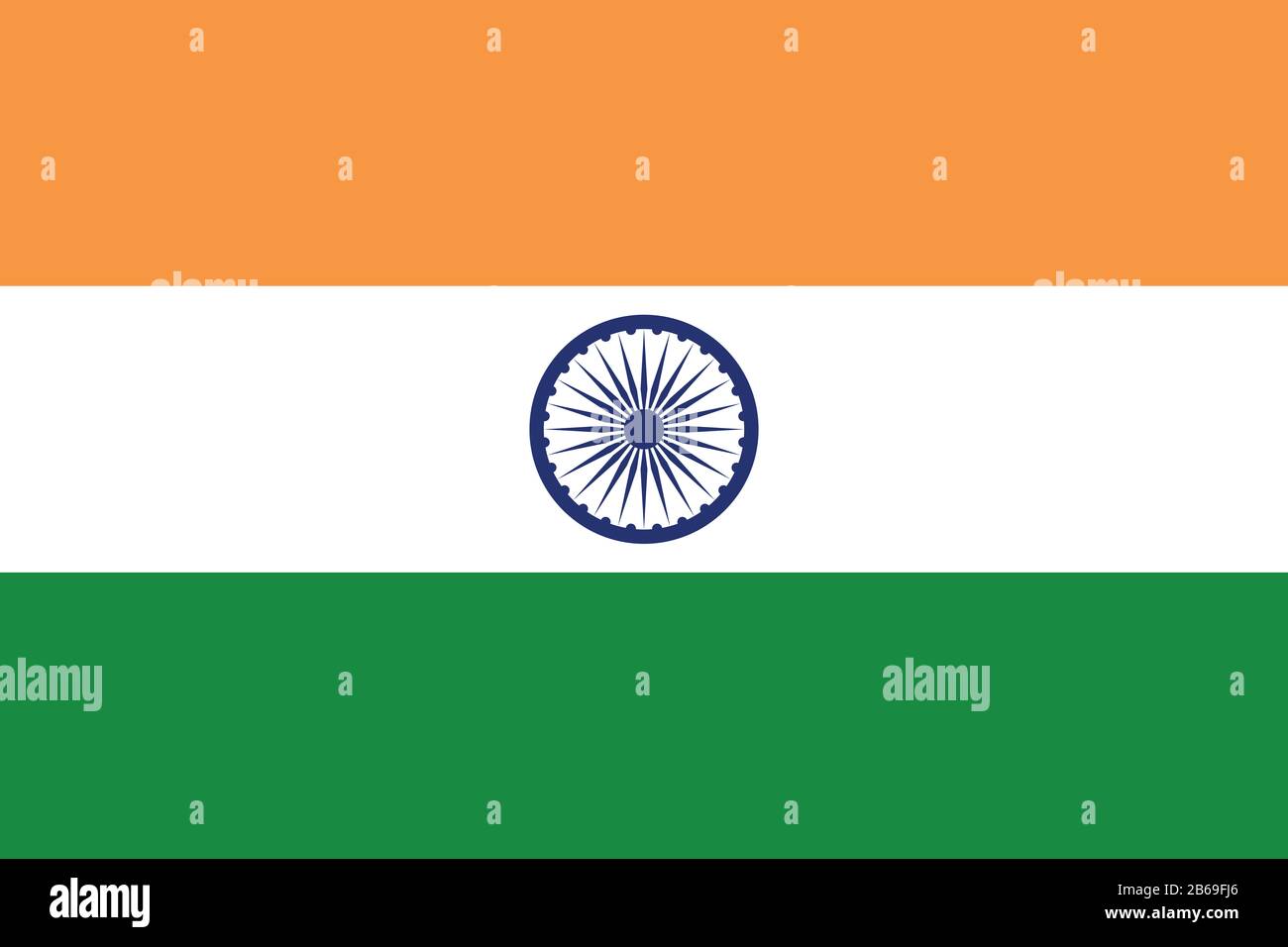 Flagge Indiens - Standardverhältnis der indischen Flagge - True RGB-Farbmodus Stockfoto