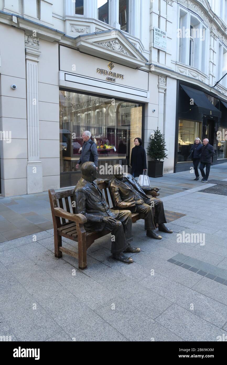 Churchill und Franklin D Roosvelt Statue in London Stockfoto