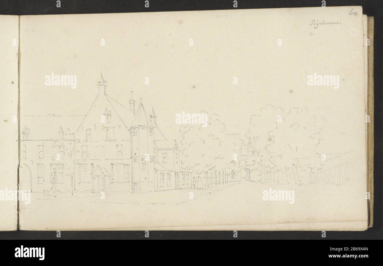 Adellijk Stift Binderen in Helmond, Das RP-T-1918-230A-60 (R) Blatt 60 recto ein Skizzenbuch 65 bladen. Hersteller : Künstler Cornelis Pronk (möglich) Künstler: Abraham de Haen (II) (möglich) Zeichner: Hendrik Spilman (Namensnennung abgelehnt) Ort Herstellung: Helmond dating: 1701 - 1759 Physische Merkmale: Bleistift-Material: Papierfach Stift Kloster, Kloster  Römisch-Katholische Kirche wo Helmond Stockfoto