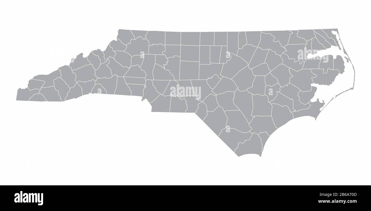 North Carolina State Counties Karte Stock Vektor