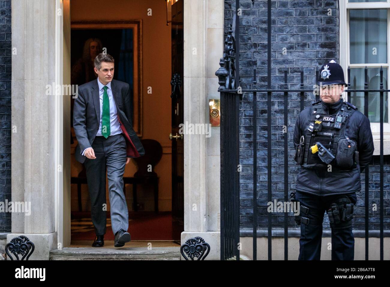 Downing Street, London, 13. Februar 2020. Gavin Williamson, Bildungsminister, bleibt in seiner Position im Kabinettsumbildung des Johnson-Gouvernements Stockfoto