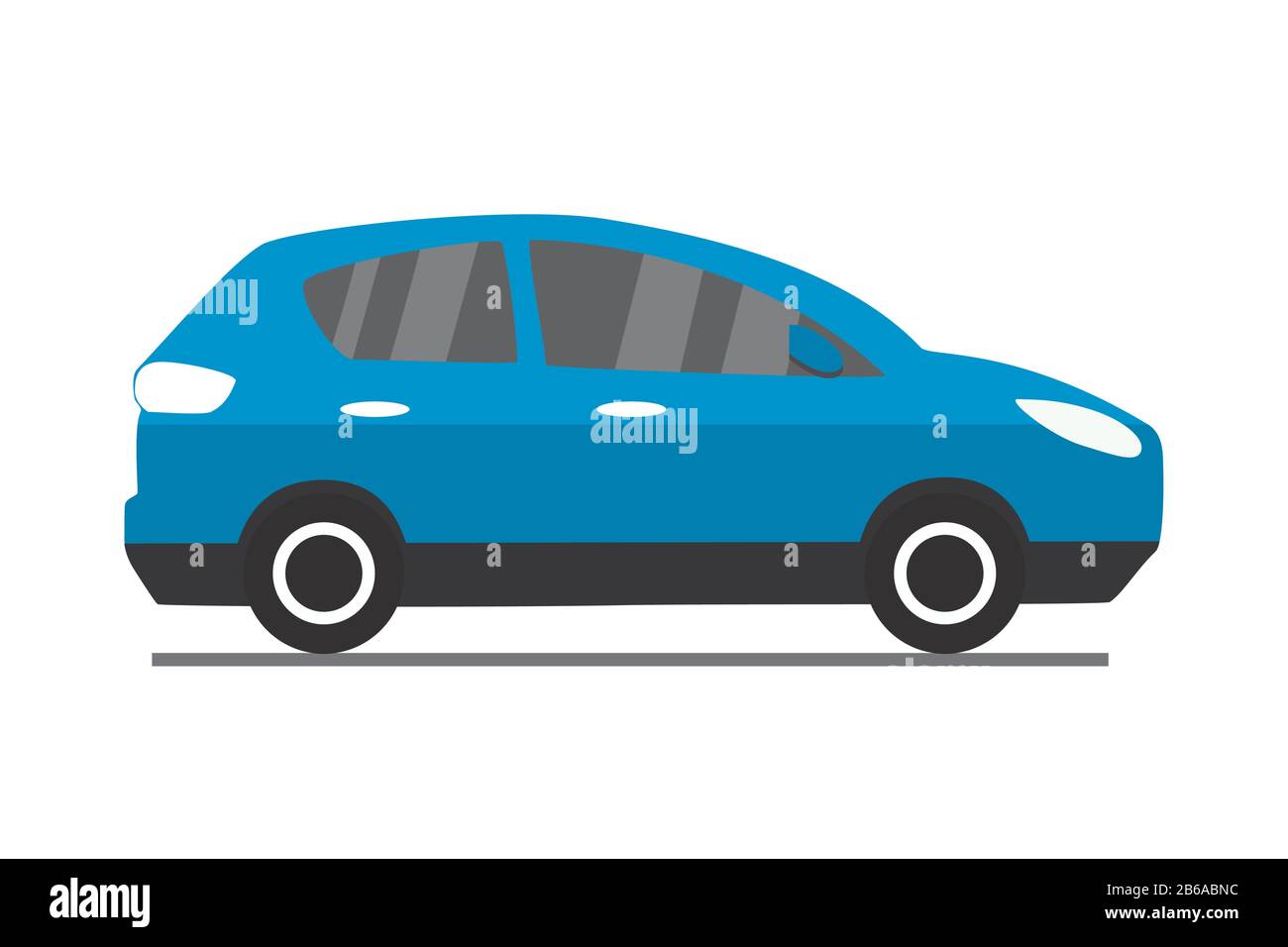 Blauer Cartoon-Wagen, isoliert auf weißem Hintergrund, flache Vektorgrafiken Stock Vektor