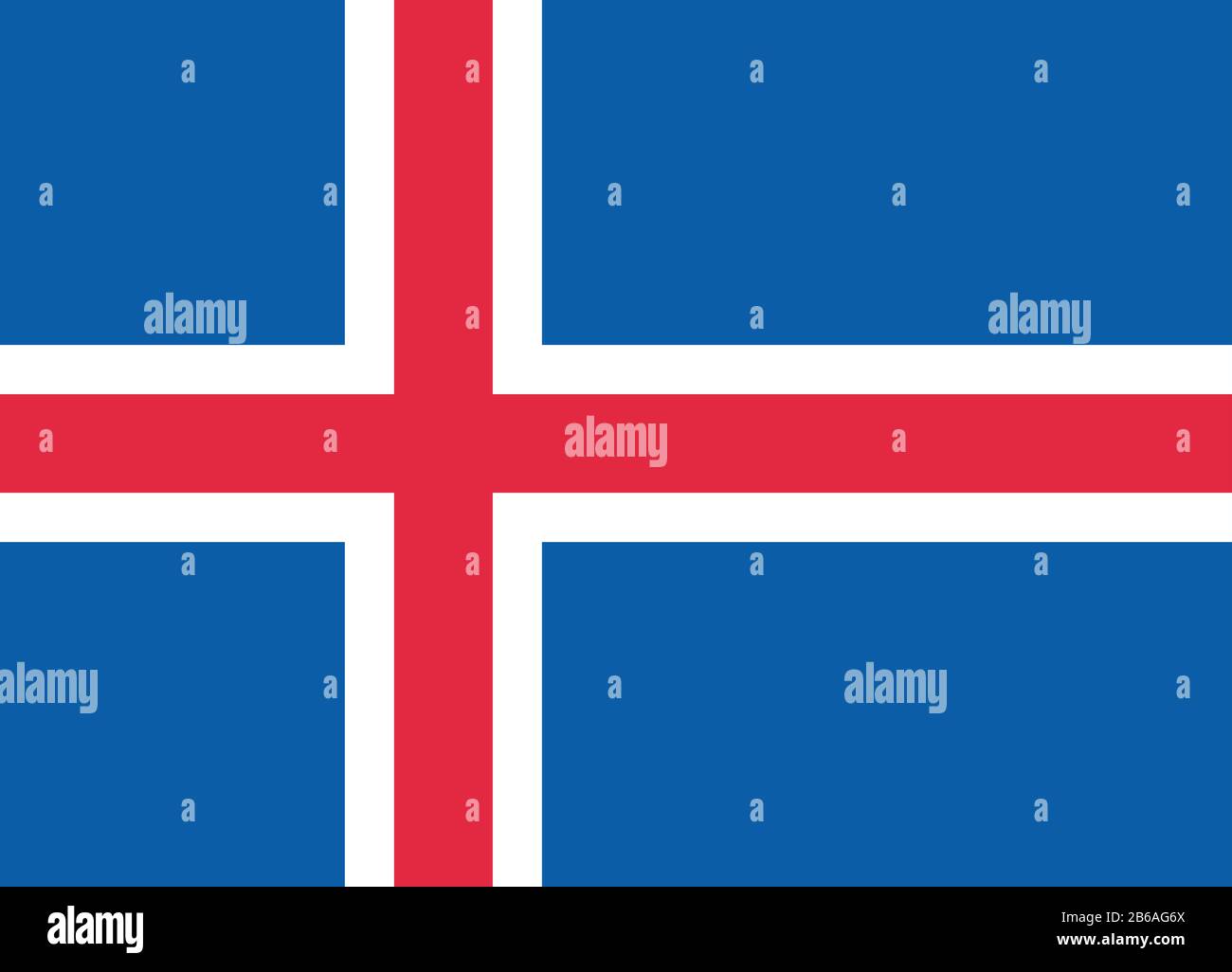 Flagge von Island - Standardverhältnis der isländischen Flagge - True RGB-Farbmodus Stockfoto