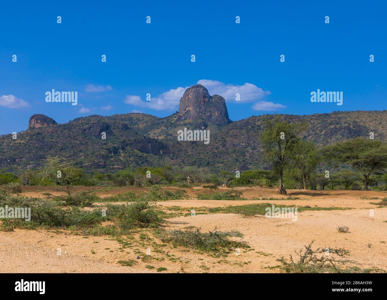 Aride Berglandschaft, Boya Mountains, Imatong, Südsudan Stockfoto