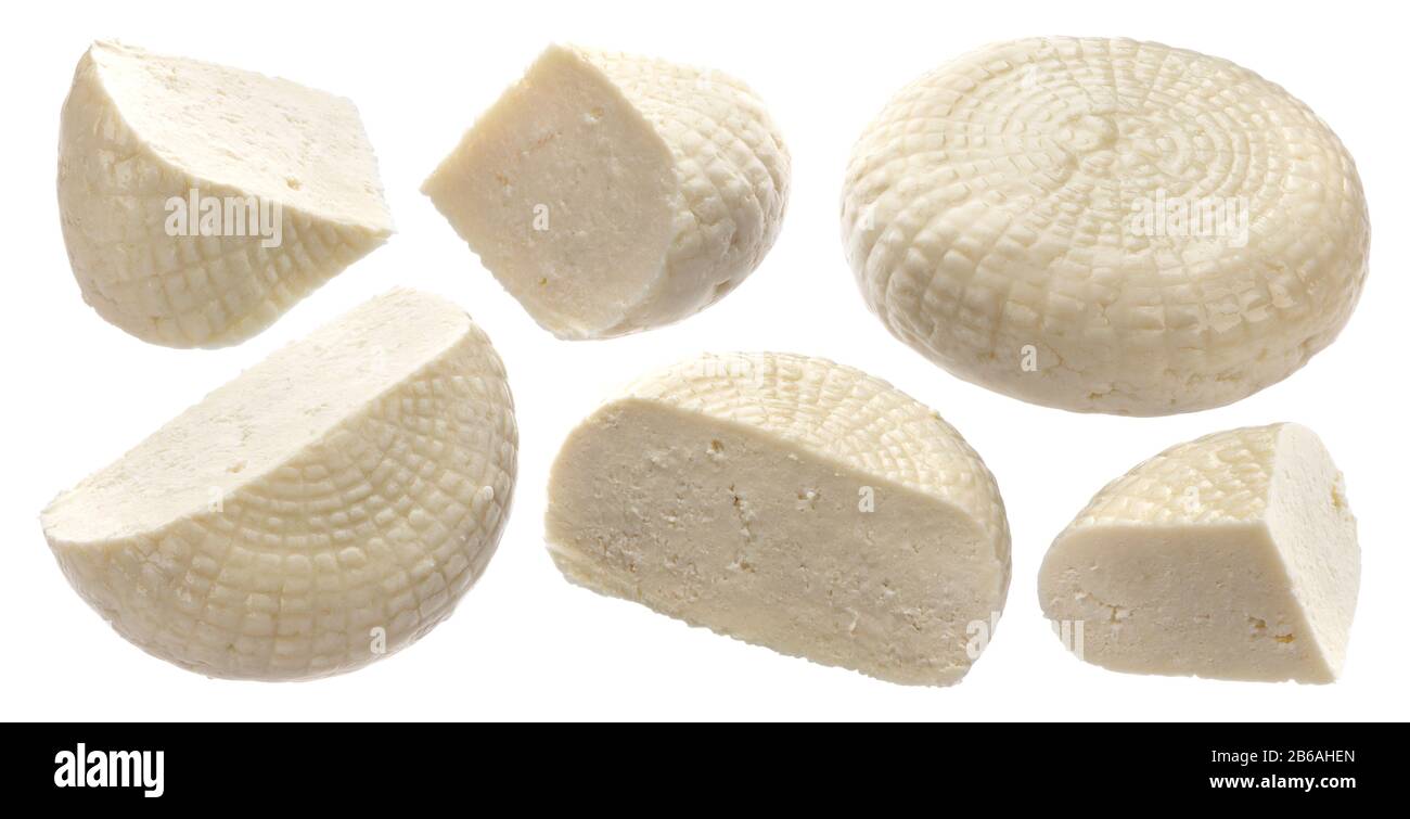 Adyghe Käse isoliert auf weißem Hintergrund Stockfoto
