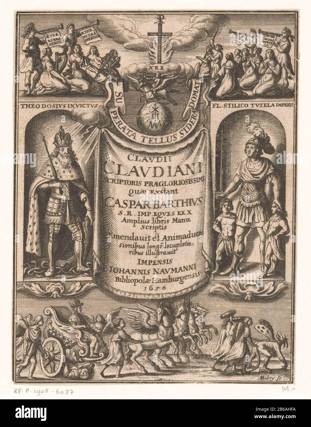 Allegorische titelpagina traf Theodosius, 1 Flavius ​​Stilicho titelpagina en voor Claudius Führer, Dichter und Helden praegloriosissimi, der möglicherweise noch um die 16650 Allegorische Titelseite Theodosius i Flavius ​​StilichoTitelpagina für: Claudian, principum, heroumque poetae praegloriosissimi, Quae excipum, 1.650 Seiten: Objektnummer: 50037 Titelseiten: P-1905-50-50-50-50-50-16497: Objektnummer: Objektinschriften: Objektnummer: Sammlermarke, verso, gestempelt : Lugt 2228 Hersteller : Druckerei-Hersteller Abraham Aubry (denkmalgeschütztes Gebäude) Herausgeber: Johann Naumann (denkmalgeschütztes Eigentum) Ort Herstellung: Druckerei-Hersteller: Deutschland Herausgeber: Hamburg Datum: Stockfoto