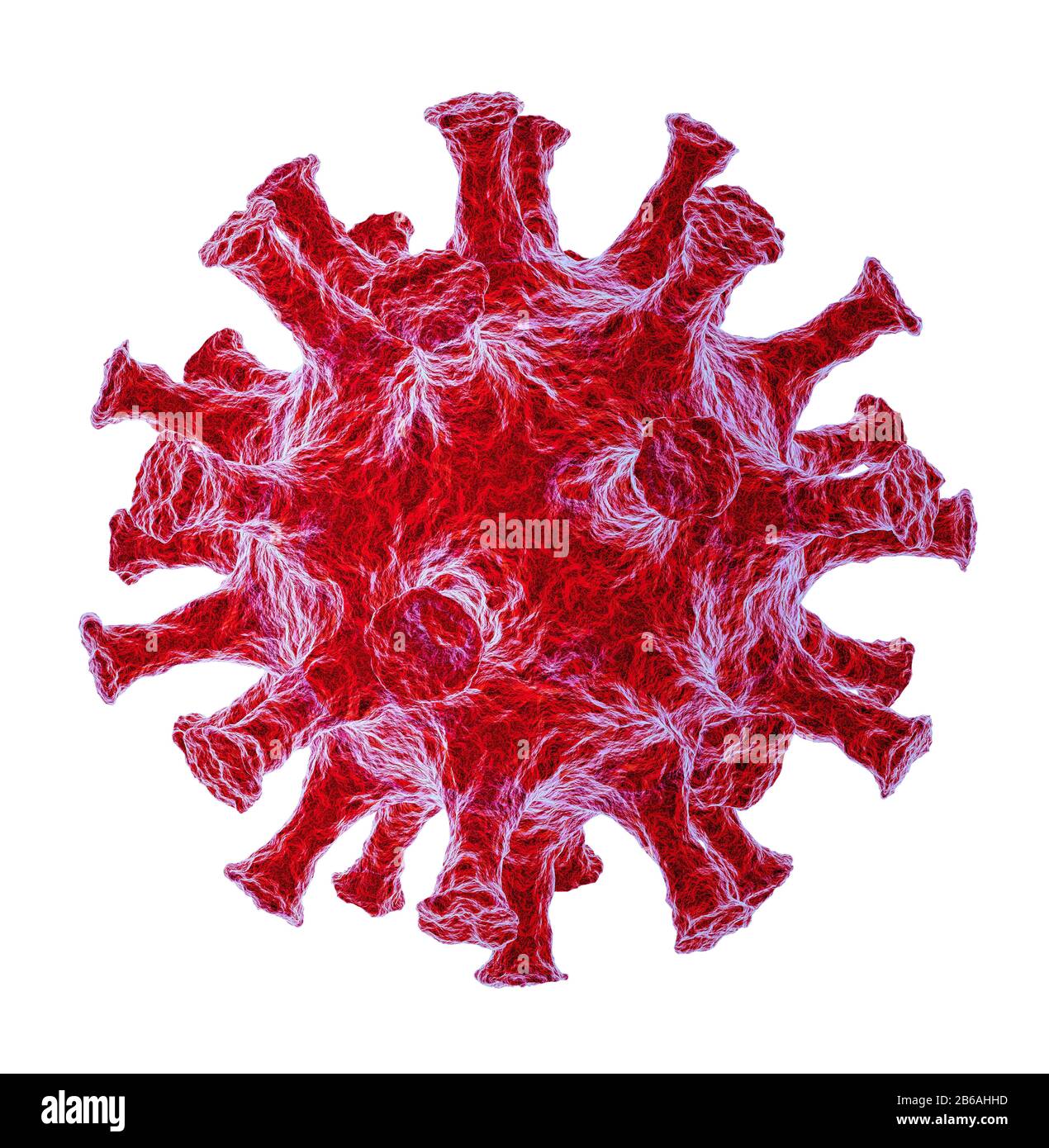 SARS-COV-2, Coronavirus - 2019-nCoV, WUHAN Virus-Konzept. 3D-Rendering von Coronavirus. 3D-Darstellung isoliert auf weißem Hintergrund Stockfoto