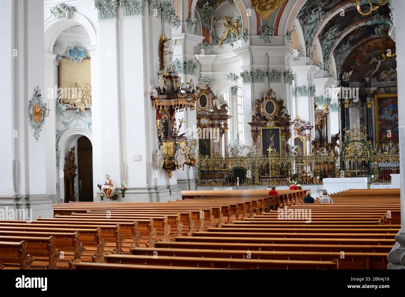 ST. Gallen, SCHWEIZ - 10. JULI 2014: Die Stift Sankt Gall. Die seit 719 bestehende Römisch-Katholische Kathedrale gehört zur UNESCO-Welt Herita Stockfoto