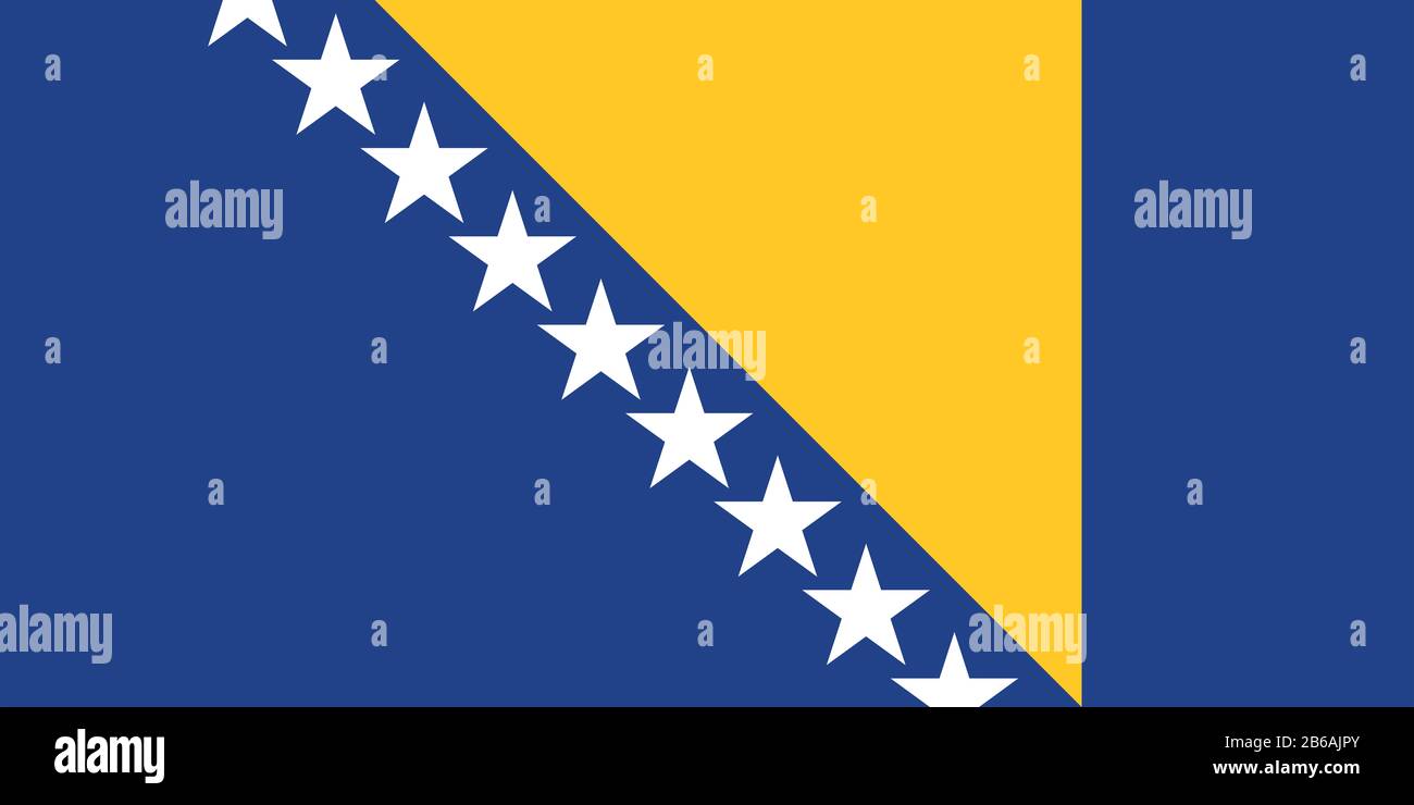 Flagge Bosnien-Herzegowina - Bosnisch-herzegowinische Flagge Standardverhältnis - True RGB Farbmodus Stockfoto