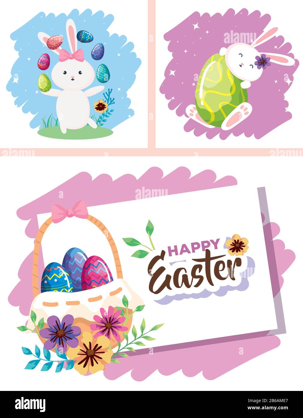 Karten von Happy easter mit Dekoration Stock Vektor