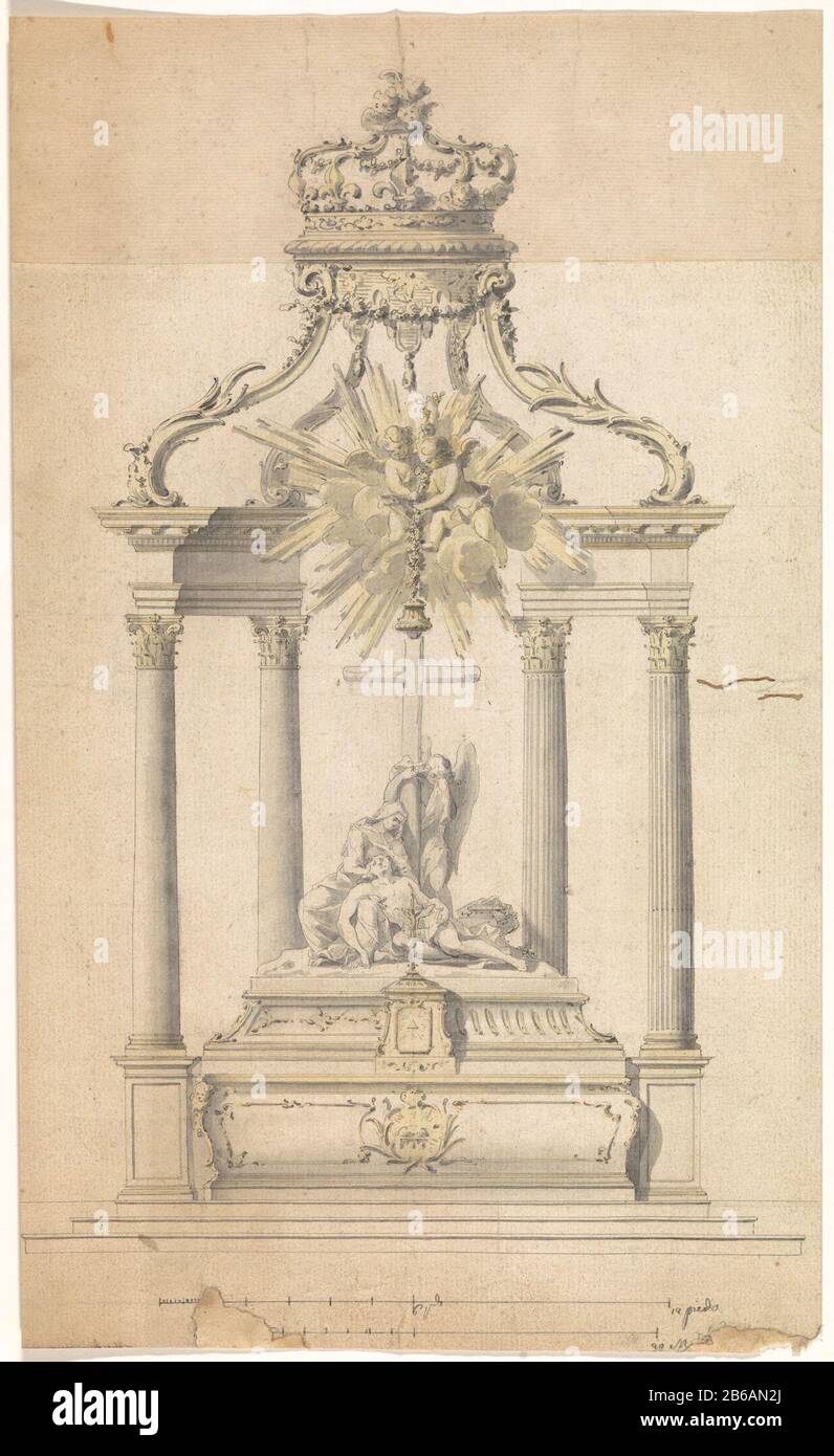 Altar mit einer bildhauenden Gruppe der Klammerei am Krätze Altaar traf een gebeeldhouwde groep van de Bewening bij het kruis, Stockfoto