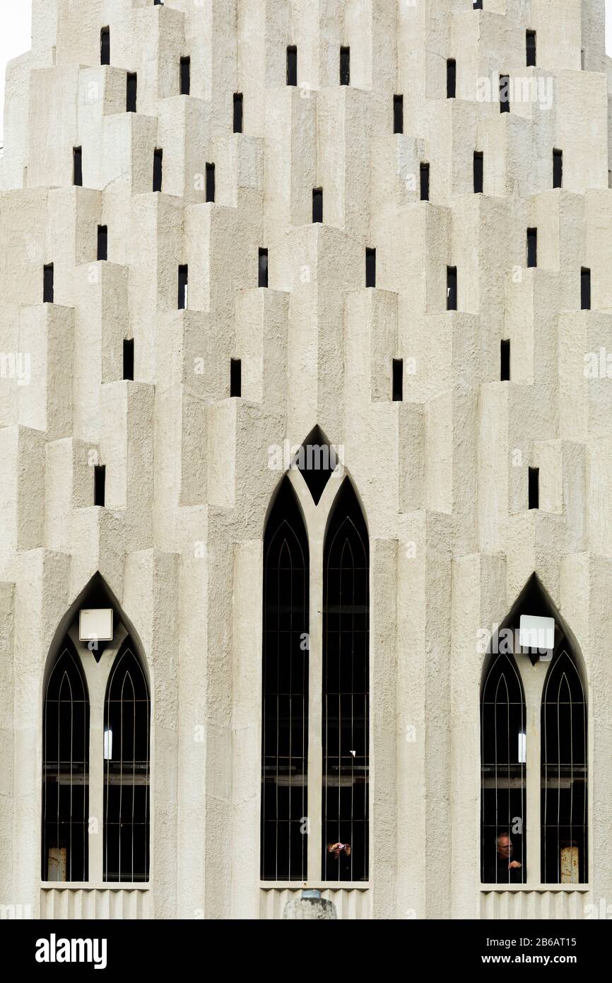 Sichtfenster der Hallgrimskirkja-Kirche, Reykjavik, island Stockfoto