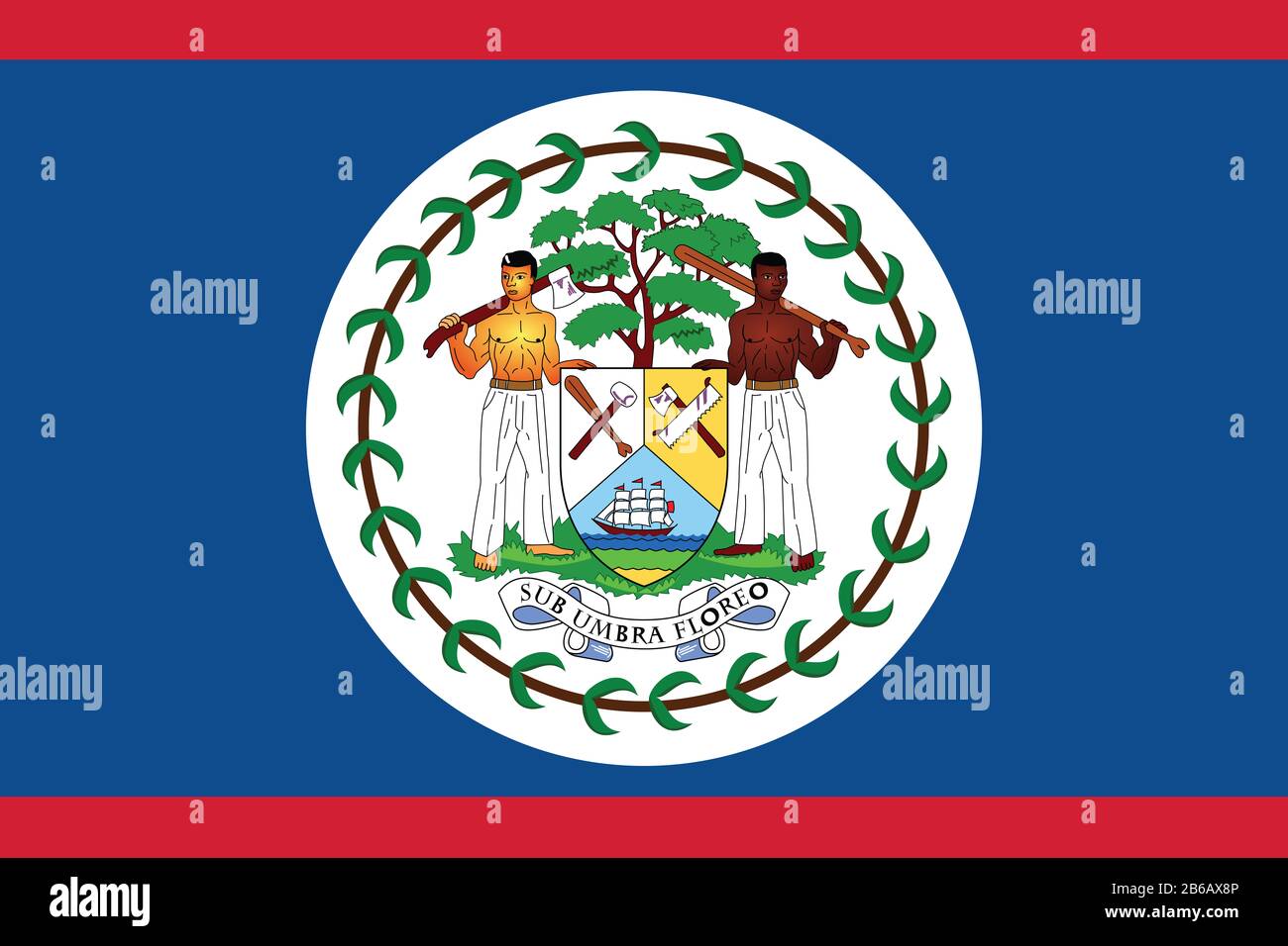 Flag of Belize - Belize Flag Standard Ratio - True RGB Color Mode Stockfoto