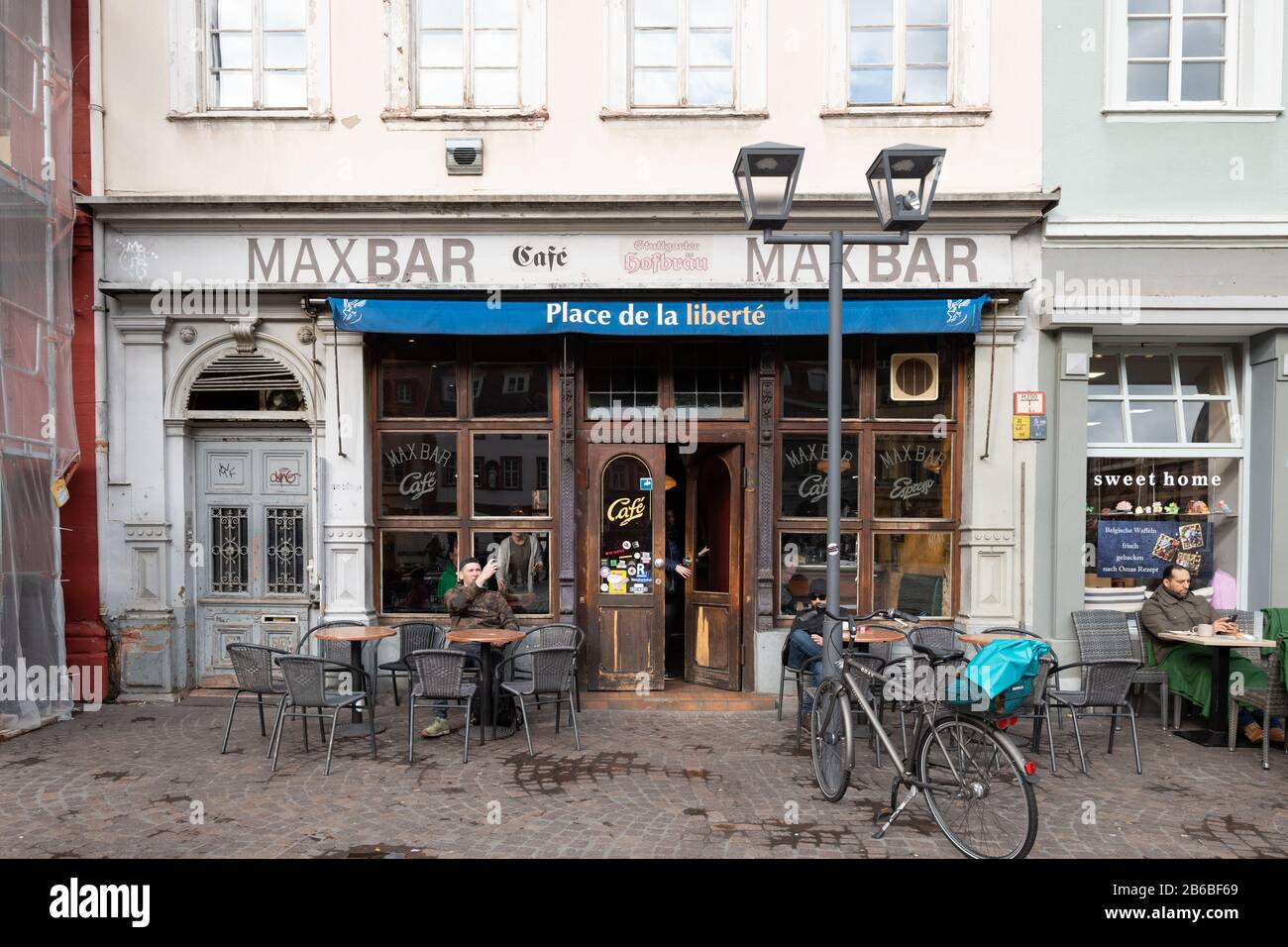 Heidelberg Café-Bar 'MAX Bar' - Marktplatz, Heidelberg, Deutschland Stockfoto