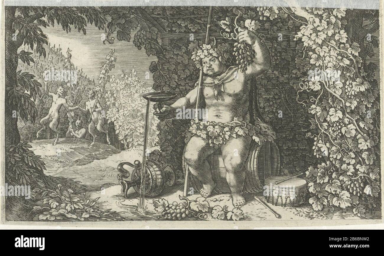 Bacchus als gott des Weins Bacchus, gott des Weins Objektart: Bild Artikelnummer: RP-P-ob-102 849 (V) Katalognummer: Neuer Hollstein Dutch 276-1 (2) Beschreibung: Bacchus als gott des Weins, umgeben von Trauben und einem Becher in der Hand Wo: Hinweis er verschüttet Wein. Im Hintergrund tanzende Satyrs mit Wijnstokken. Hersteller: Druckmaschine Pieter Serwouters (denkmalgeschütztes Gebäude) Druckhersteller Jacob Matham (zurückgewiesene Zuschreibung) von David Vinckboons (I) Vom: 1616 Physikalische Merkmale: Fahrzeugmaterial: Papiertechnik: Engra (Druckverfahren) Abmessungen: Plattenkante: H 78 mm × W 127 mmToelichtingDeze pr Stockfoto