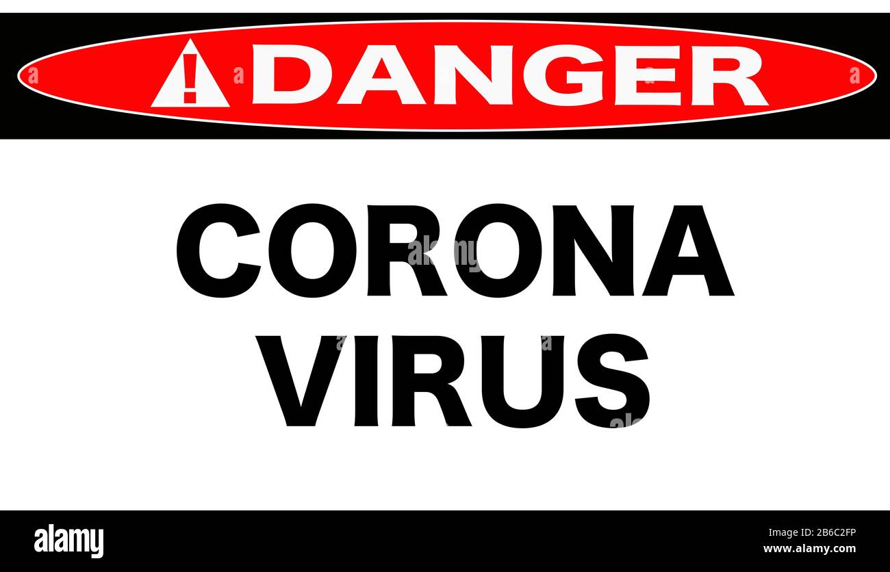 Abbildung des Viruszeichens "Gefahr Corona" Stockfoto
