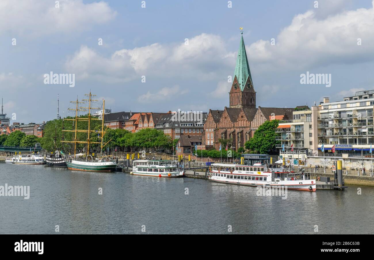 Weser, Martinianleger, Weserpromenade, Bremen, Deutschland Stockfoto