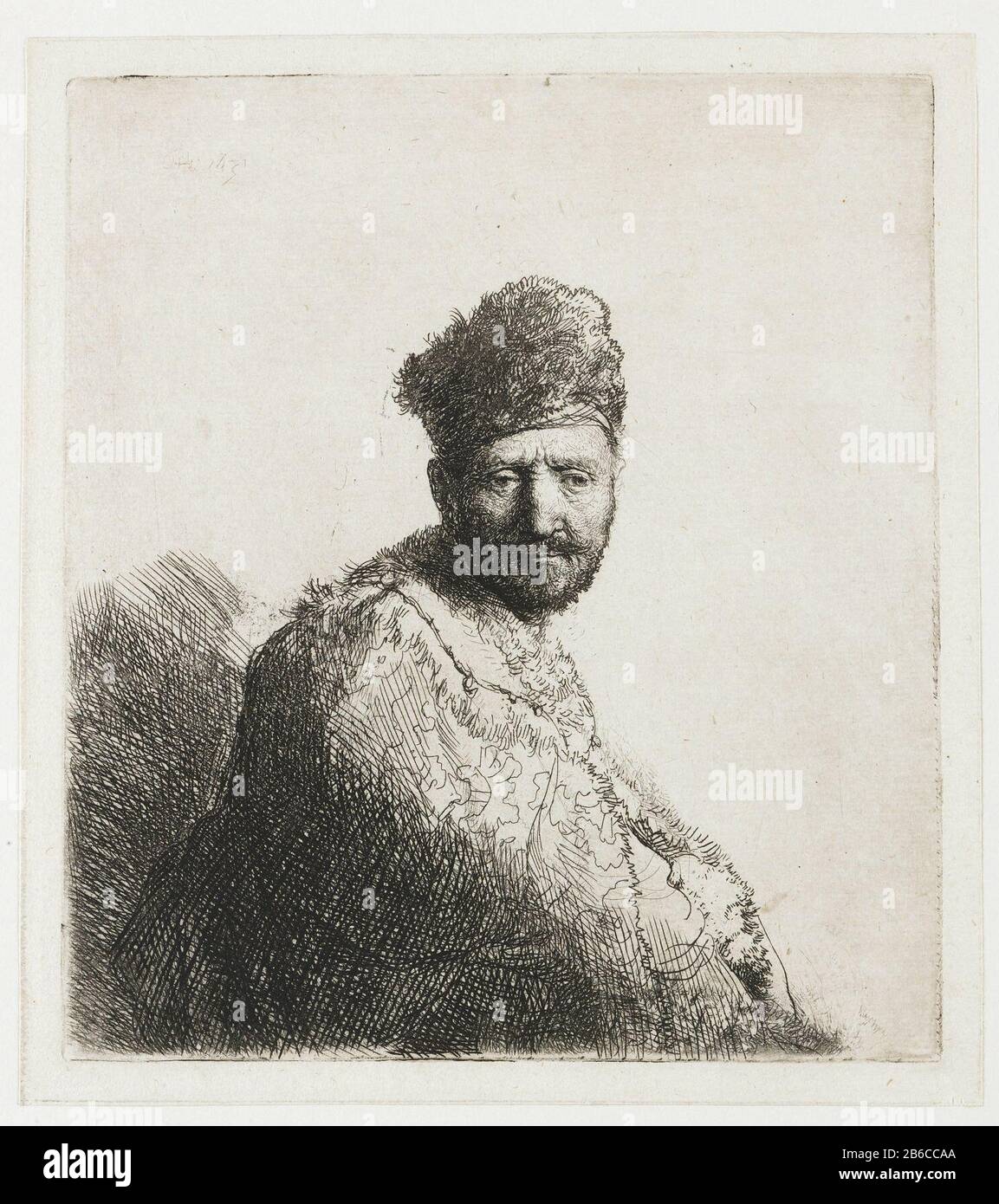 Bärtiger Mann in orientalischer Kleidung und Fellhut Bearded man mit  orientalischem Fellhut und Mantel arbeitete den Vater von Rembrandt Bearded  man in orientalischem Fellhut und KledijGebaarde man mit orientalischem  Fellhut und geschnitztem