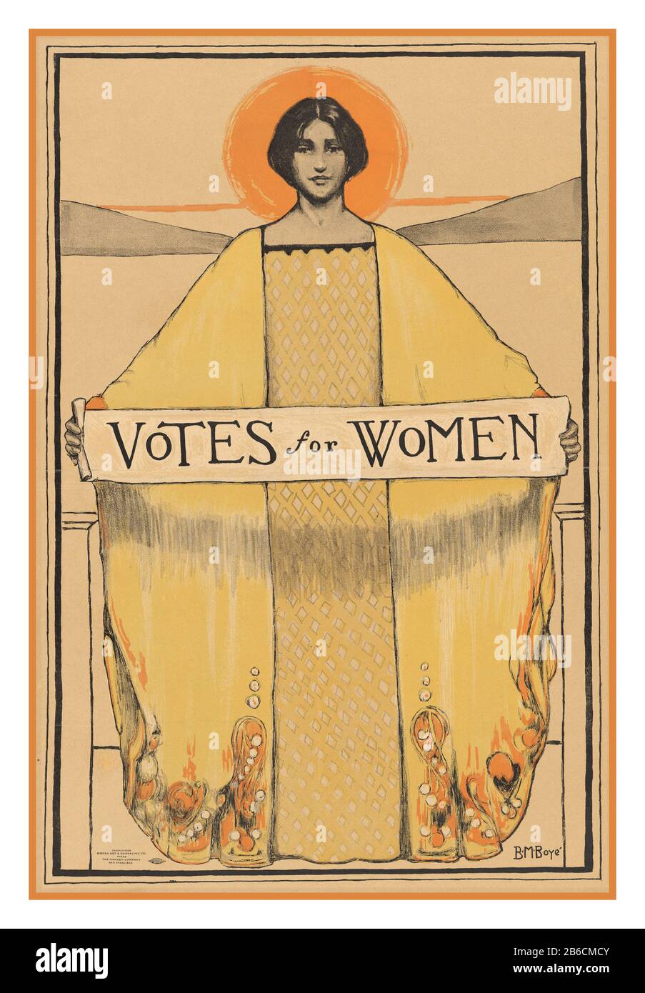 Jahrgang 1913 "Stimmen Für Frauen" Politisches Litho Poster von Künstlerin: Berha Margaret Boye (1883-1930) 1900s Poster "STIMMEN FÜR FRAUEN" Lithograph Sierra Art Gravur Co, San Francisco, Kalifornien. USA Stockfoto