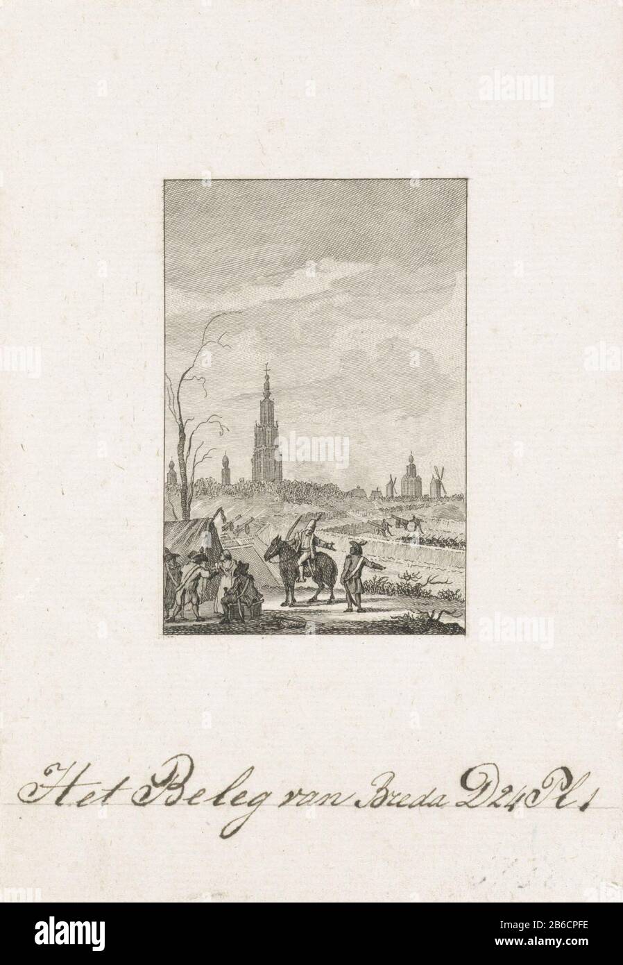Belagerung von Breda, im Jahre 177 von der französischen Armee belagert Breda, im Februar 177. Mit handgeschriebener Handschrift. Hersteller : Druckhersteller Cornelis Bogert zum Zeichnen: Jacobus Kauft Postproduktion: Nordholländer Datum: 1790-95 Physikalische Merkmale: Ätzung und Engras, Proofing vor dem Briefmaterial: Papiertechnik: Ätzung / Engras (Druckverfahren) Maße: Blatt: H 165 mm × W 115 mmToelichtingGebruikt als Illustration in: J. Fokke, Geschichten der Vereinigten Niederlande für die Jugend des Landes, Johannes Allart, Amsterdam 1783 bis 1795, 25 Teile, Bd. 24, pl. 1. Betrifft: Belagerung, Krieg der Belagerung und Stockfoto