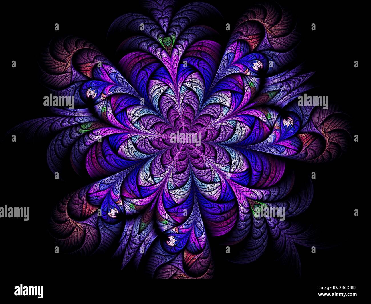 Abstrakte Blume mit geschichteten Kronblättern - digital generiertes Bild Stockfoto